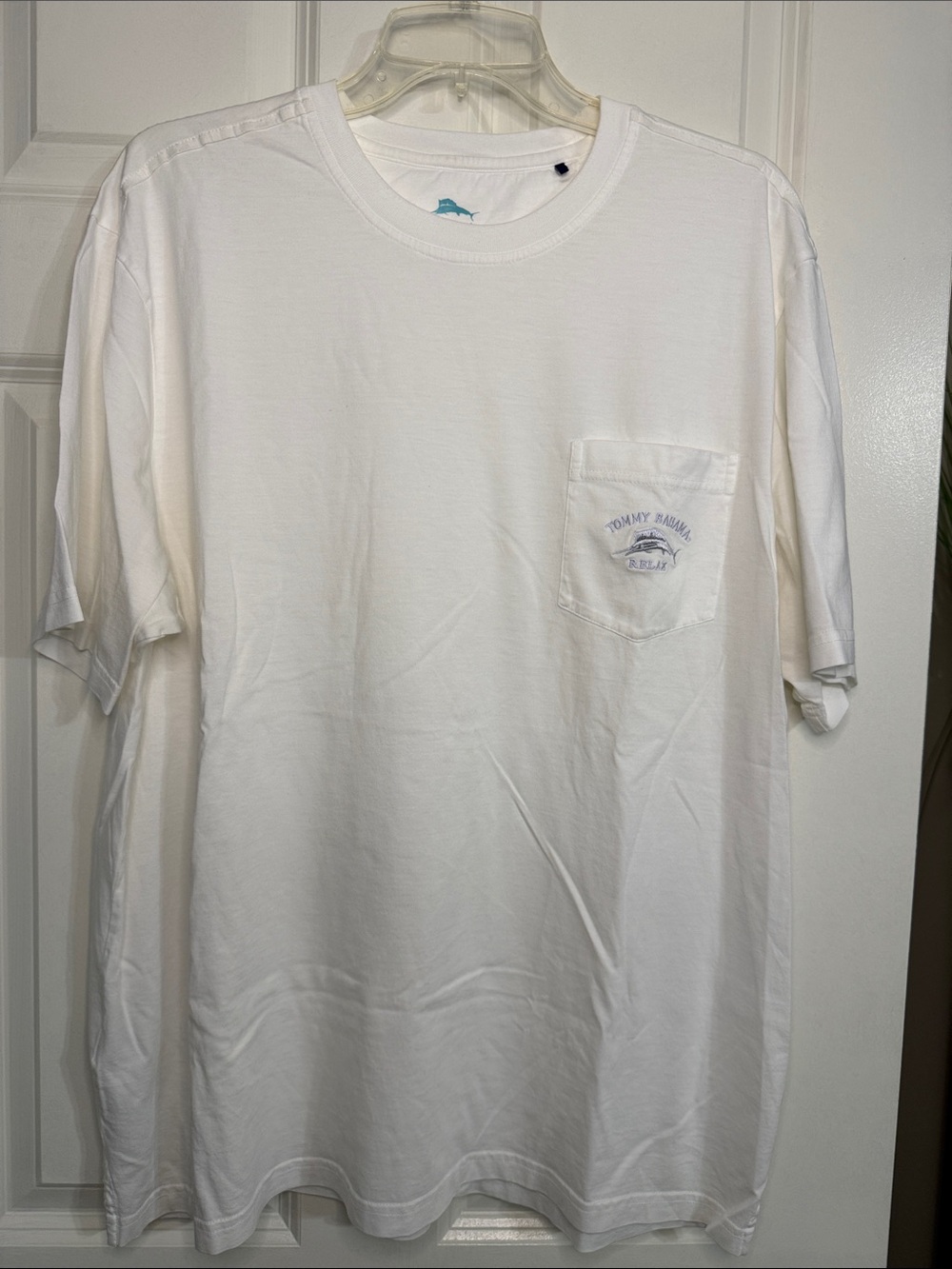 Tommy Bahama White Short-Sleeve Pocket Tee with Subtle Logo